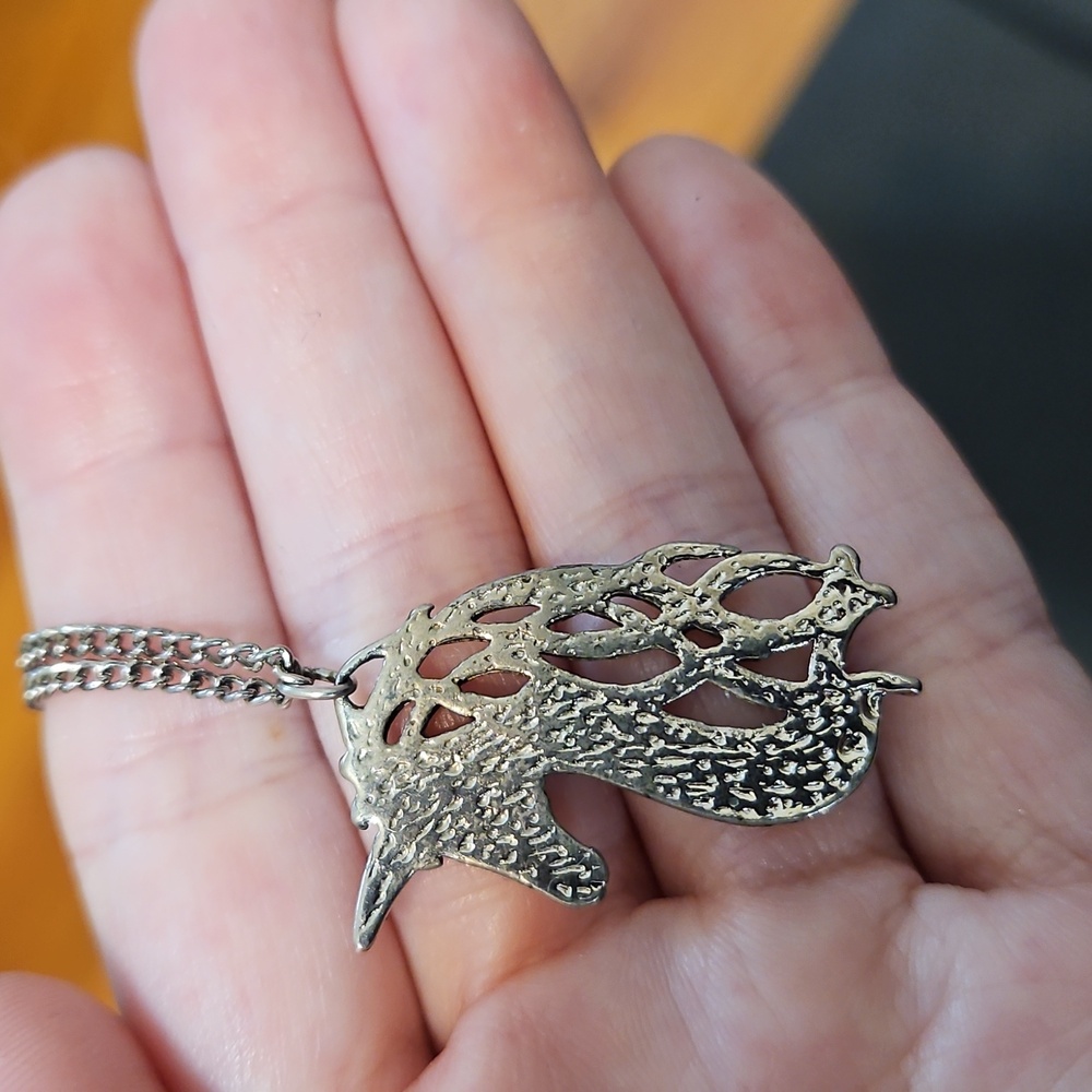 Vintage Silver and Turquoise Unicorn Pendant Necklace - Picture 3 of 4